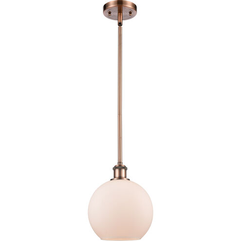 Ballston Athens LED 8 inch Antique Copper Pendant Ceiling Light in Matte White Glass, Ballston