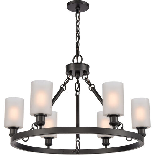 Ballston Saloon 6 Light 30 inch Matte Black Chandelier Ceiling Light in Incandescent, Matte White Glass, Ballston