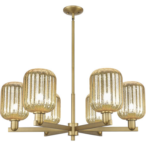 Preston 6 Light 23.88 inch Brushed Brass Chandelier Ceiling Light in Mercury Glass