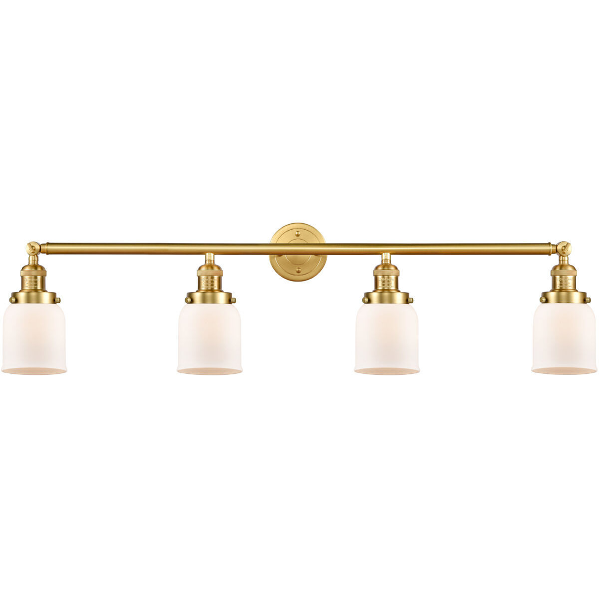 Franklin Restoration Small Bell LED 42 inch Satin Gold Bath Vanity Light Wall Light in Matte White Glass, Franklin Restoration