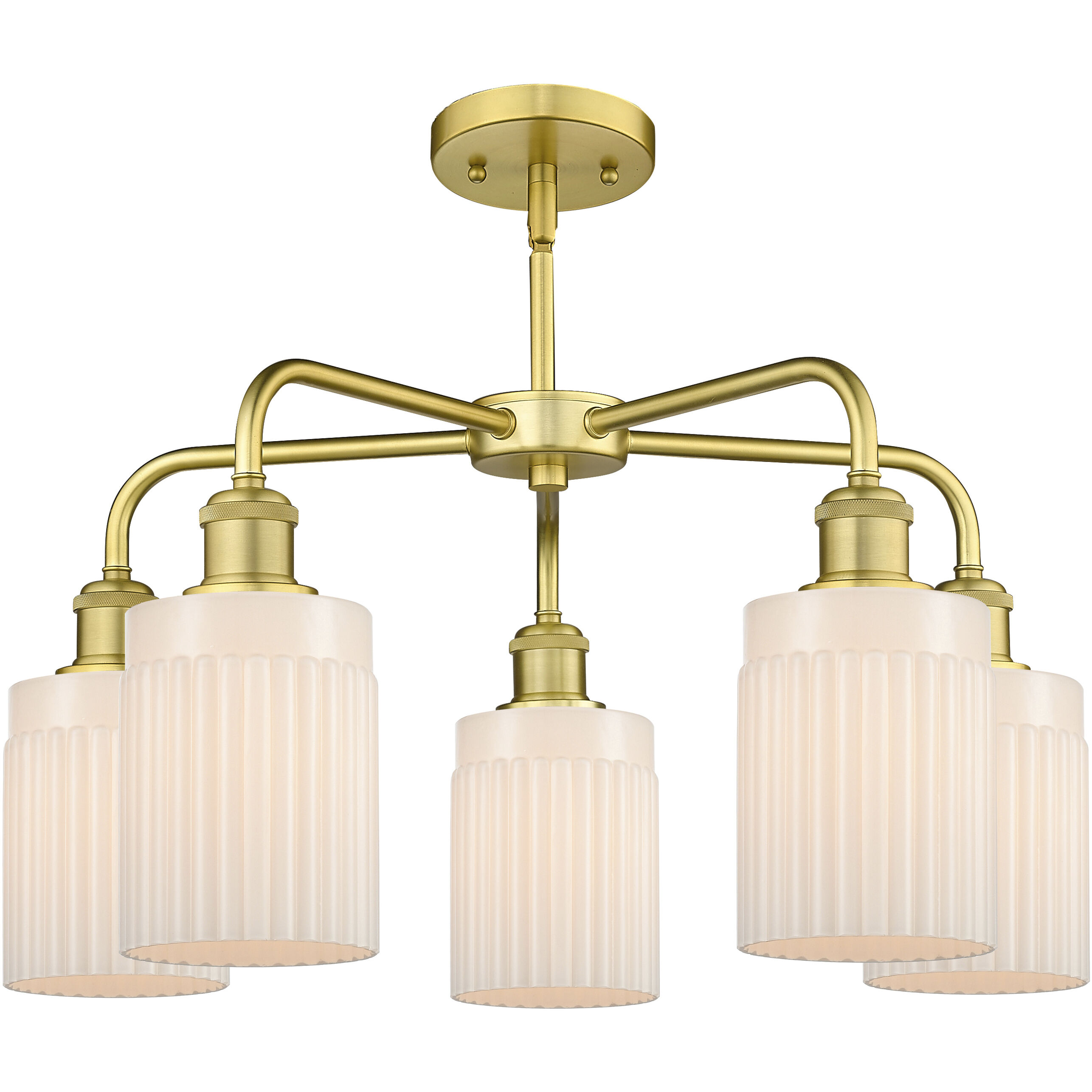 Hadley 5 Light 22.5 inch Satin Gold Chandelier Ceiling Light in Matte White Glass