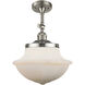 Franklin Restoration Large Oxford 1 Light 12 inch Brushed Satin Nickel Semi-Flush Mount Ceiling Light in Matte White Glass, Franklin Restoration