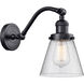 Franklin Restoration Small Cone LED 7 inch Matte Black Sconce Wall Light in Seedy Glass, Franklin Restoration