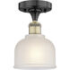 Dayton 1 Light 5.5 inch Black Antique Brass Flush Mount Ceiling Light in White