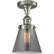 Cone 1 Light 6.5 inch Brushed Satin Nickel Semi-Flush Mount Ceiling Light