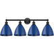 Edison Plymouth Dome 4 Light 35 inch Matte Black Bath Vanity Light Wall Light in Blue