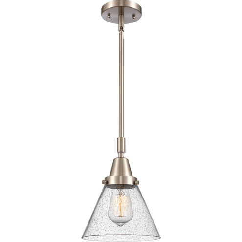 Franklin Restoration X-Large Cone 1 Light 12 inch Brushed Satin Nickel Mini Pendant Ceiling Light in Seedy Glass