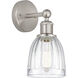 Edison Brookfield 1 Light 6 inch Brushed Satin Nickel Sconce Wall Light in Clear Glass