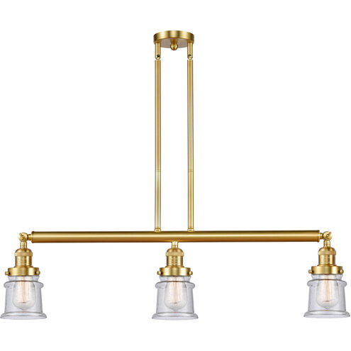 Franklin Restoration Small Canton LED 38.5 inch Satin Gold Island Light Ceiling Light in Seedy Glass, Franklin Restoration