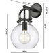Downtown Urban Newton Sphere Armed Sconce Wall Light in Matte Black, Seedy