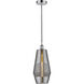 Edison Windham LED 7 inch Polished Chrome Mini Pendant Ceiling Light in Plated Smoke Glass