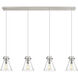 Newton Cone 4 Light 51.75 inch Polished Nickel Linear Pendant Ceiling Light in Seedy Glass