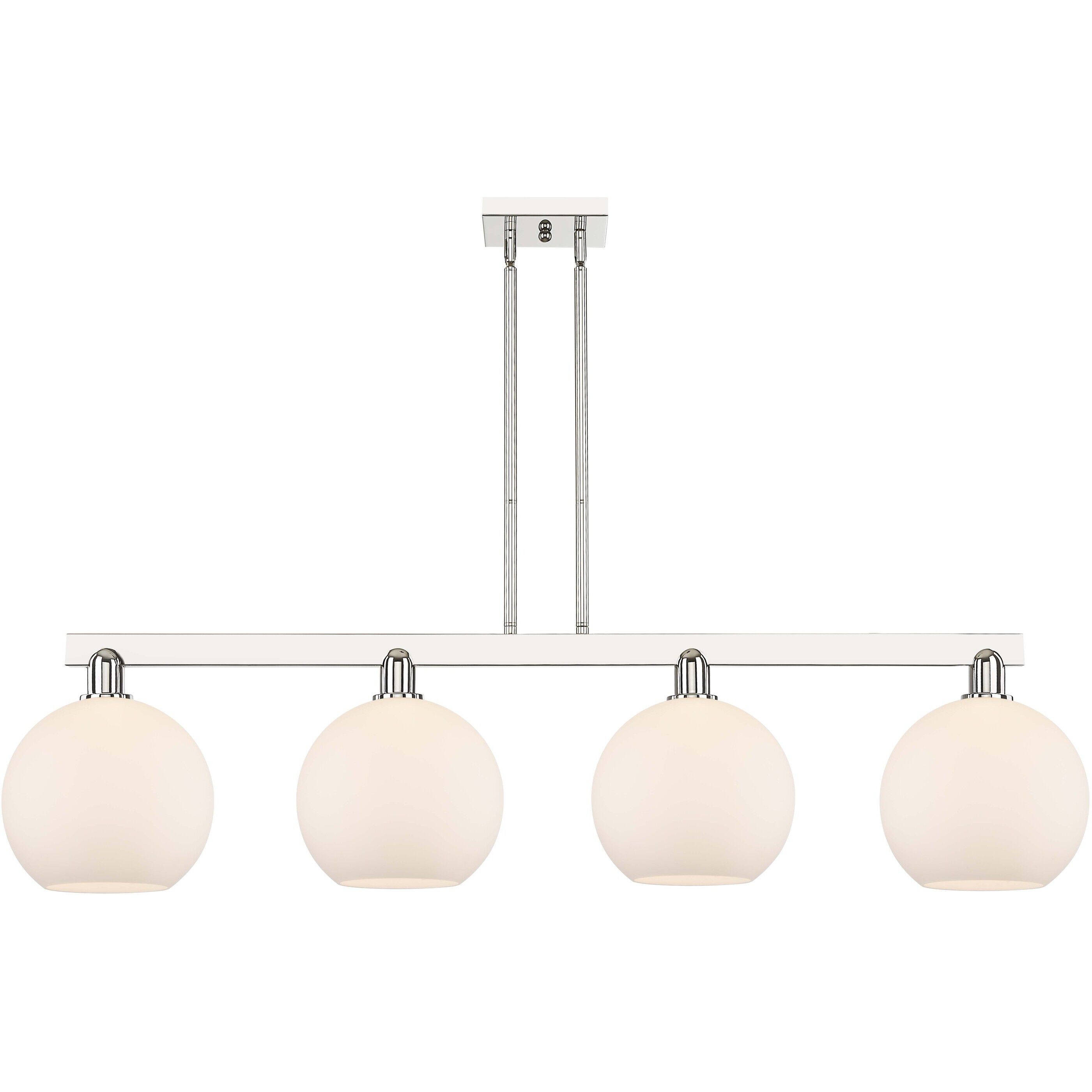 Arcadia Athens Island Light Ceiling Light in Polished Nickel, Matte White