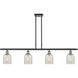 Ballston Caledonia 4 Light 48 inch Black Antique Brass Island Light Ceiling Light in Mouchette Glass, Ballston