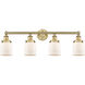 Bell 4 Light 33.5 inch Brushed Brass Bath Vanity Light Wall Light in Matte White Glass, Small