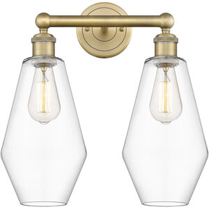 Cindyrella 2 Light 16 inch Brushed Brass and Clear Bath Vanity Light Wall Light