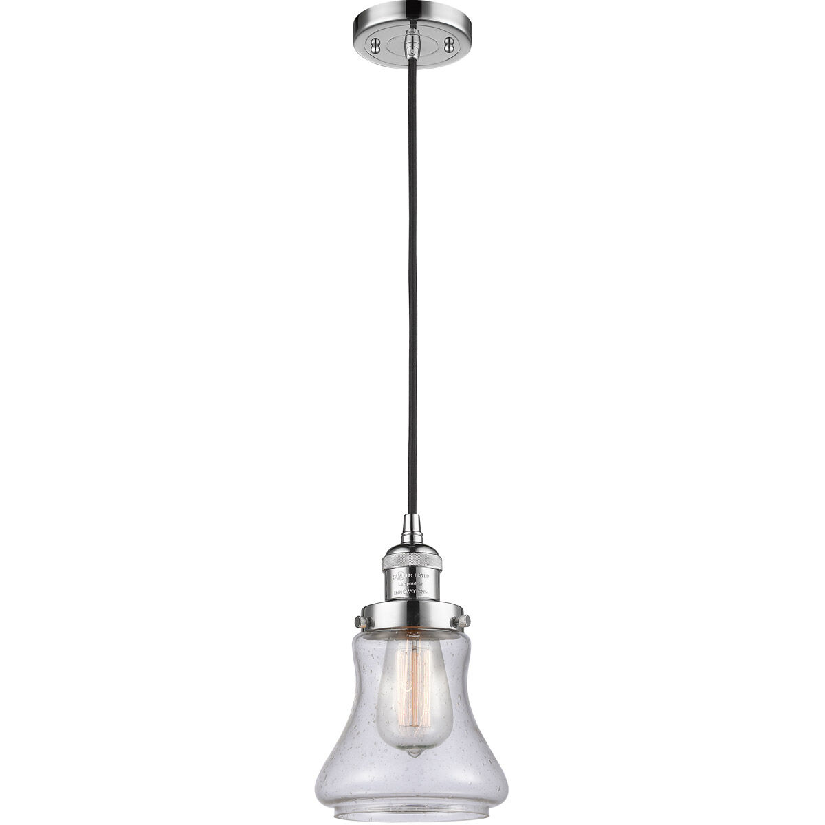 Franklin Restoration Bellmont LED 6 inch Polished Chrome Mini Pendant Ceiling Light in Seedy Glass, Franklin Restoration