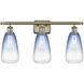 Ballston Brookhaven Almond 3 Light 26 inch Antique Brass Bath Vanity Light Wall Light in Sapphire Blue Glass