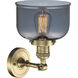 Franklin Restoration Large Bell 1 Light 8 inch Antique Brass Semi-Flush Mount Ceiling Light in Light Smoke Glass, Franklin Restoration