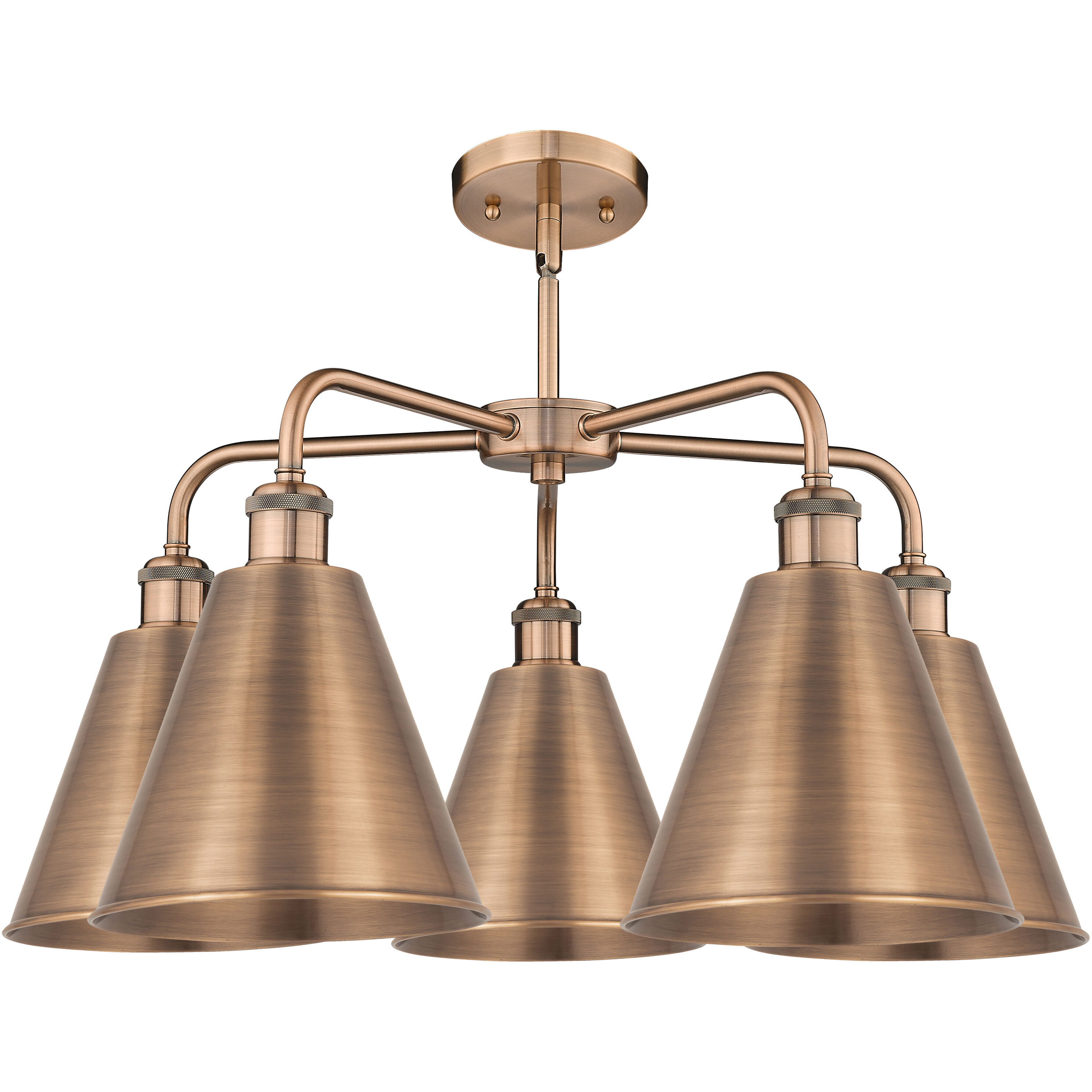 Ballston Cone 5 Light 26 inch Antique Copper Chandelier Ceiling Light