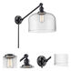 X-Large Bell 12 inch 60.00 watt Matte Black Swing Arm Wall Light, Franklin Restoration