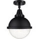 Franklin Restoration Hampden LED 9 inch Matte Black Flush Mount Ceiling Light in Seedy Glass