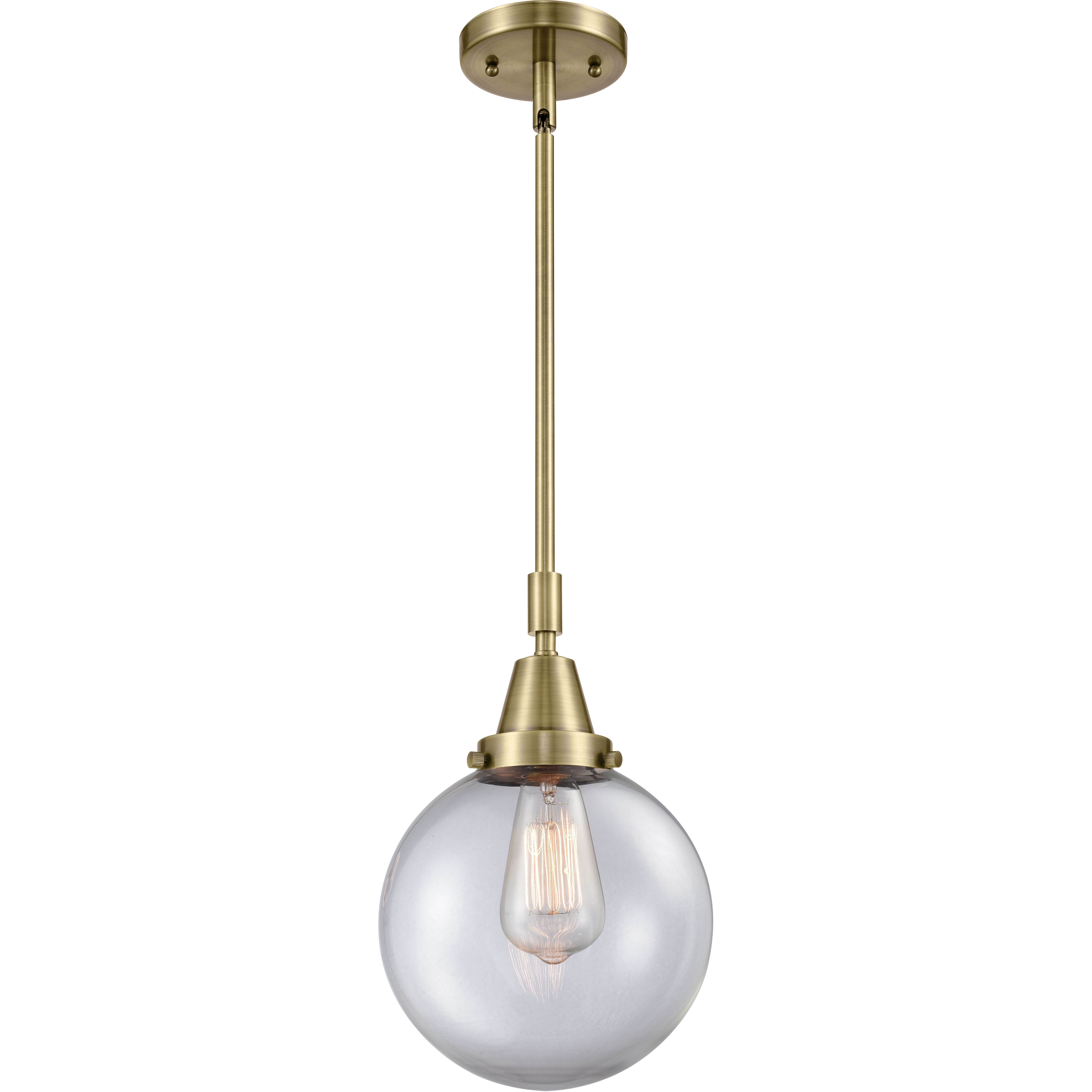 Franklin Restoration Beacon LED 8 inch Antique Brass Mini Pendant Ceiling Light in Clear Glass