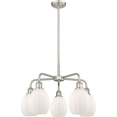 Eaton 5 Light 23.5 inch Satin Nickel Chandelier Ceiling Light in Matte White