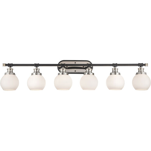 Saybrook LED 47.75 inch Black Polished Nickel Bath Vanity Light Wall Light in Matte White Glass