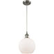 Ballston Athens LED 8 inch Brushed Satin Nickel Mini Pendant Ceiling Light in Matte White Glass, Ballston