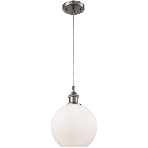 Ballston Athens LED 8 inch Brushed Satin Nickel Mini Pendant Ceiling Light in Matte White Glass, Ballston