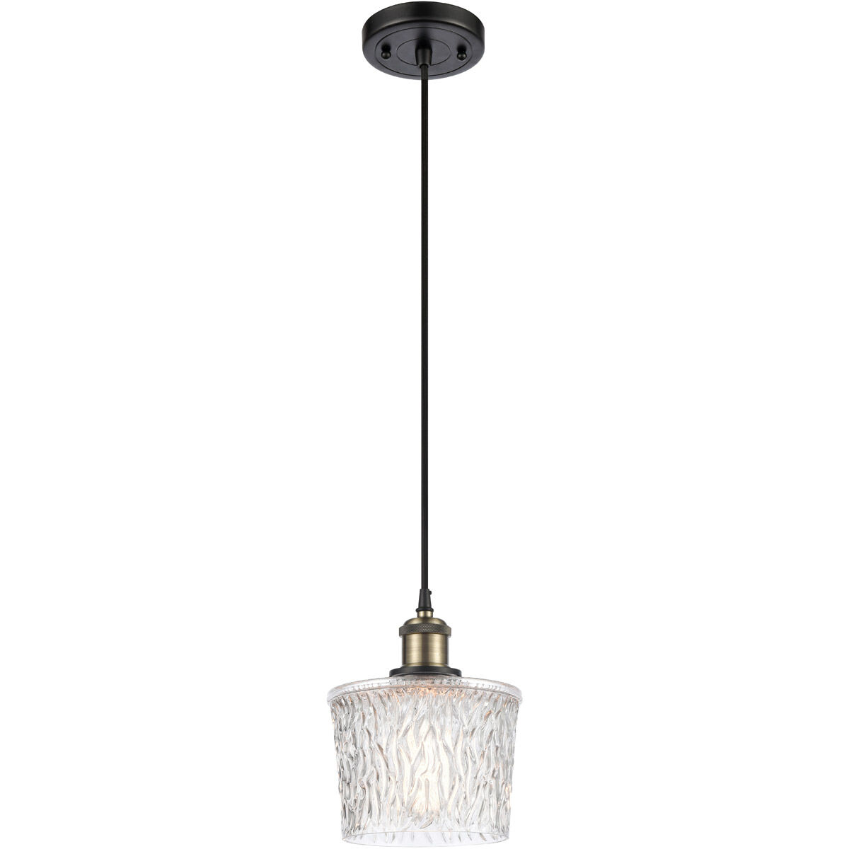 Ballston Niagra 1 Light 7 inch Black Antique Brass Mini Pendant Ceiling Light, Ballston