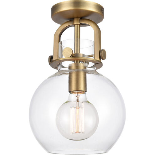 Restoration Newton 1 Light 8 inch Brushed Brass Flush Mount Ceiling Light, Restoration