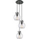 Newton Sphere 3 Light 15.5 inch Matte Black Multi Pendant Ceiling Light in Seedy Glass