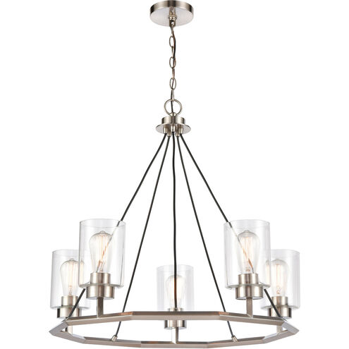 Mila LED 29 inch Black Satin Nickel Chandelier Ceiling Light in Clear Glass