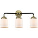 Nouveau Small Bell LED 23 inch Black Antique Brass Bath Vanity Light Wall Light in Matte White Glass, Nouveau