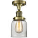 Franklin Restoration Small Bell 1 Light 5 inch Antique Brass Semi-Flush Mount Ceiling Light in Incandescent, Clear Glass, Franklin Restoration