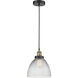 Seneca Falls 1 Light 9.5 inch Black Antique Brass Mini Pendant Ceiling Light in Clear Halophane Glass