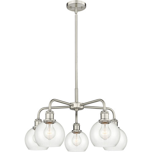 Athens 5 Light 24 inch Satin Nickel and Clear Chandelier Ceiling Light