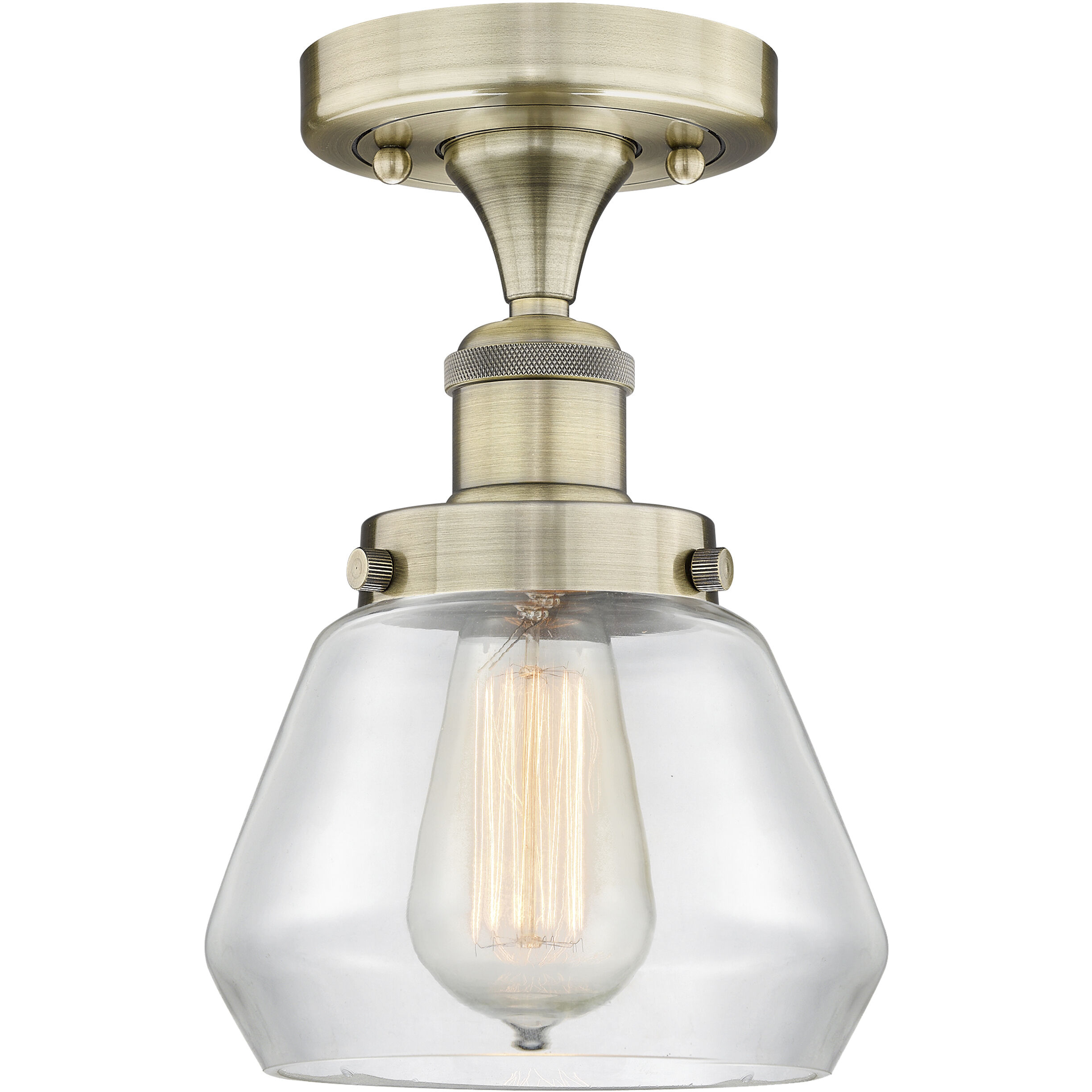 Fulton 1 Light 6.5 inch Antique Brass Semi-Flush Mount Ceiling Light