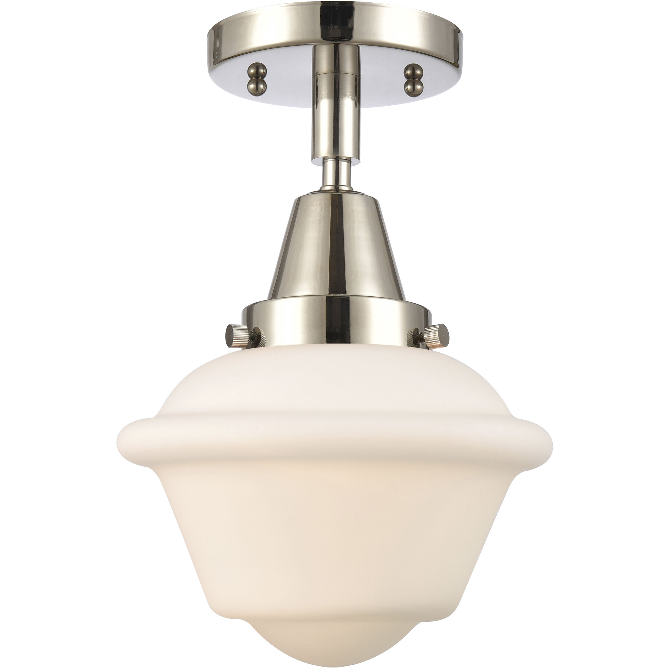 Franklin Restoration Small Oxford LED 7.5 inch Polished Nickel Flush Mount Ceiling Light in Matte White Glass