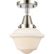 Franklin Restoration Small Oxford LED 7.5 inch Polished Nickel Flush Mount Ceiling Light in Matte White Glass
