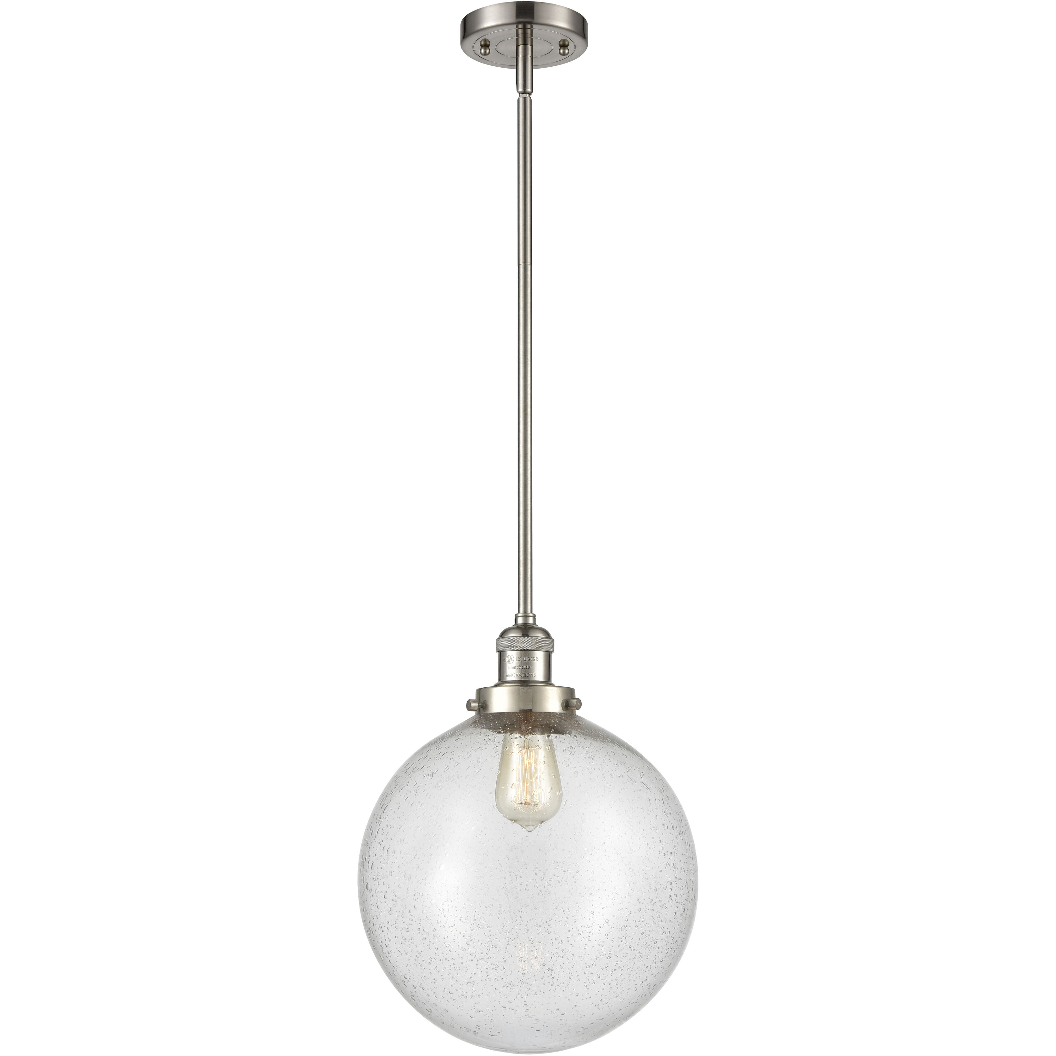 Franklin Restoration Beacon LED 12 inch Brushed Satin Nickel Mini Pendant Ceiling Light in Seedy, Franklin Restoration