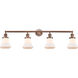 Franklin Restoration Bellmont LED 42 inch Antique Copper Bath Vanity Light Wall Light in Matte White Glass, Franklin Restoration