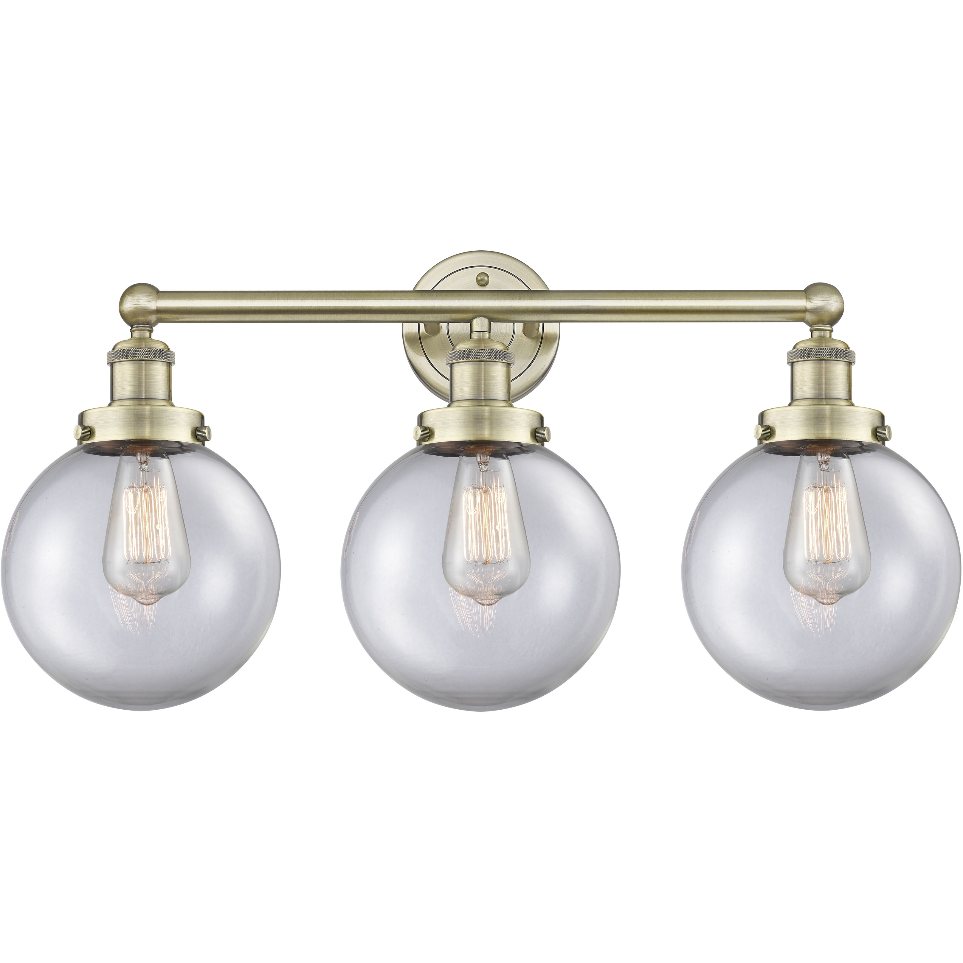 Beacon 3 Light 24.5 inch Antique Brass Bath Vanity Light Wall Light in Clear