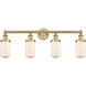 Dover 4 Light 33.5 inch Brushed Brass Bath Vanity Light Wall Light in Matte White Glass