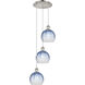 Ballston Brookhaven Globe 3 Light 14.5 inch Polished Nickel Multi Pendant Ceiling Light in Sapphire Blue Glass