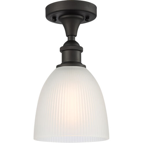 Ballston Castile 1 Light 6 inch Oil Rubbed Bronze Semi-Flush Mount Ceiling Light in White Glass, Ballston