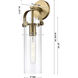 Downtown Urban Pilaster Armed Sconce Wall Light in Matte Black, Clear