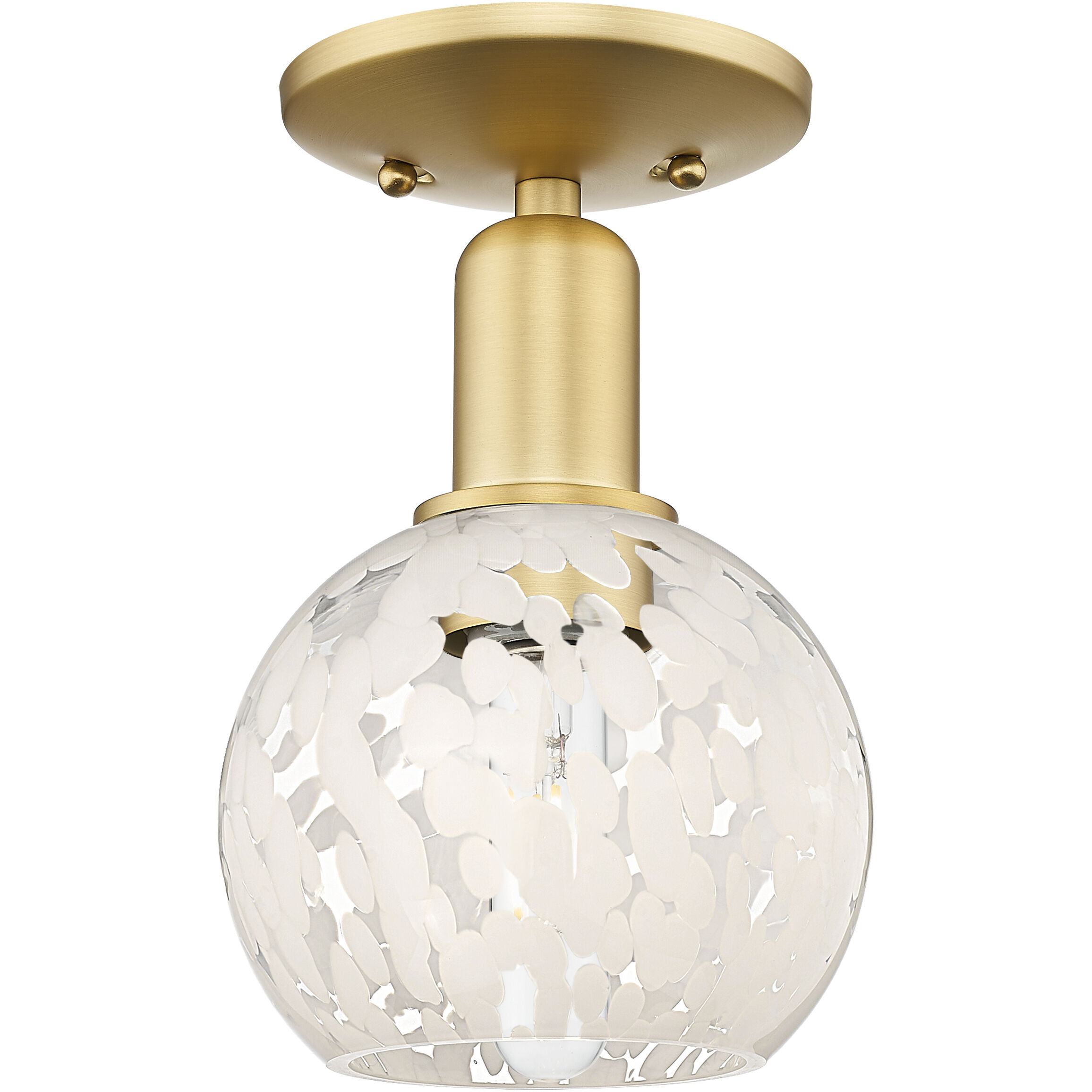 Arcadia White Mouchette 1 Light 6.00 inch Semi-Flush Mount